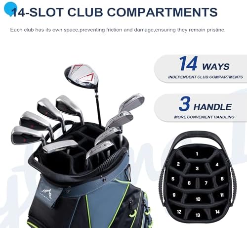 14-Way Golf Cart Bag with Organizer Divider | Full-Length Dividers, Rain Cover Included, Easy-Carry Handles, Club Organization, Cart Compatible