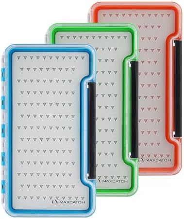 M MAXIMUMCATCH Maxcatch 3-PACK Fly Fishing Boxes Set, Super Slim Design, Waterproof Flies Storage Case with Silicone Insert, Blue
