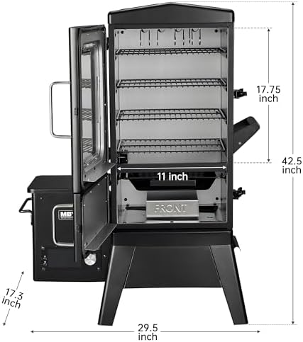 Vertical Pellet Smoker with Cover & Meat Probe, 4-Rack Electric BBQ Smoker Grill, 616 sq in Cooking Space