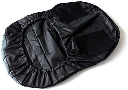 POWERWORKS Weatherproof Deluxe Riding Lawn Mower Seat Cover, Medium, Black | For Seats 12.4-14.1" High, 600D Oxford Cloth, Storage Pockets