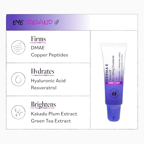 Derma E Stem Cell Lifting Eye Treatment – Multi Action Firming and Tightening Under Eye and Upper Eyelid Cream - Hydrating and Revitalizing