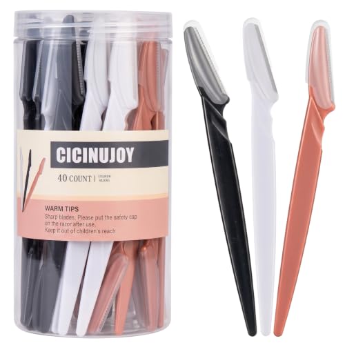 40pcs Dermaplane Razor for Women Face, Stainless Steel Eyebrow Razor