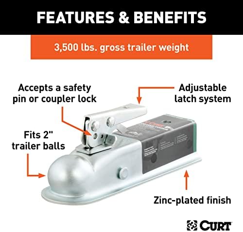 Curt Manufacturing K-5153 Class 2 3500 Gtw 2 in Ball 2 in Channel Zinc Plated