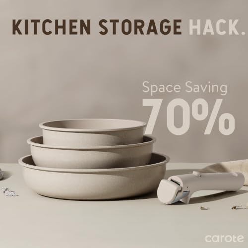 CAROTE 19pcs Pots and Pans Set Non Stick, Detachable Handle Cookware Sets | Ultra Nonstick, Space Saving, Dishwasher & Oven Safe