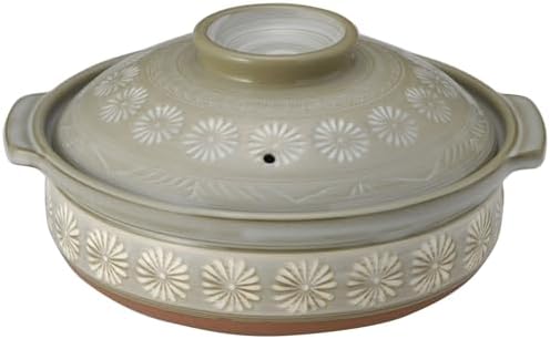Banko Ware 52013 Ginpo Hanamishima Earthenware Pot (Deep Pot), No. 9, For 4-5 People