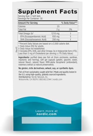 Nordic Naturals EPA, Lemon - 60 Soft Gels - 1210 mg Omega-3 - High-Intensity EPA Formula for Positive Mood