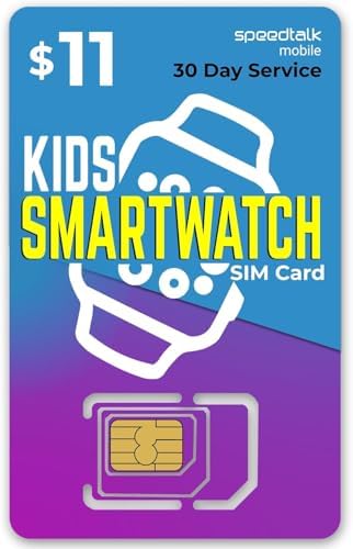 SpeedTalk Mobile $5 Preloaded SIM Card Kit for Kids Smart Watch GPS & Activity Tracking | 3 in 1 Simcard - Standard, Micro, Nano | Children GSM 5G 4G LTE Smartwatches Wearables | 30 Days Service Plan