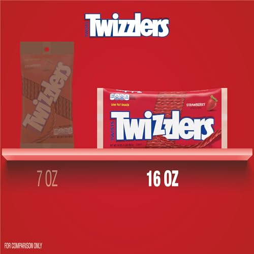 TWIZZLERS Twists Strawberry Flavored Licorice Style, Chewy Candy Bag, 16 oz | Strawberry Flavored Chewy Licorice Style Twists, Low Fat and Kosher, Classic Movie Snack for Parties and Candy Dishes, 16 oz