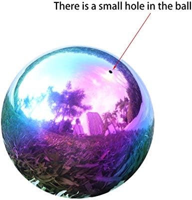 Kesywale Rainbow Gazing Globe Mirror Ball, Home Shiny Stainless Steel Gazing Balls for Gardens Yard Ponds, Pack of 2 (4 Inch)