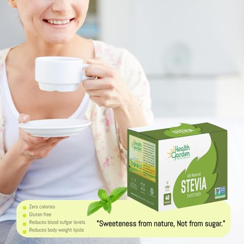 Health Garden Stevia Packets, 100 Count, Zero Calorie Sugar Substitute | Keto Certified, Diabetic-Friendly, Non-GMO