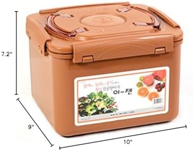 Premium Kimchi, Sauerkraut Container Probiotic Fermentation with Inner Vacuum Lid (Earthenware Brown, 0.45 gal/ 1.7L)