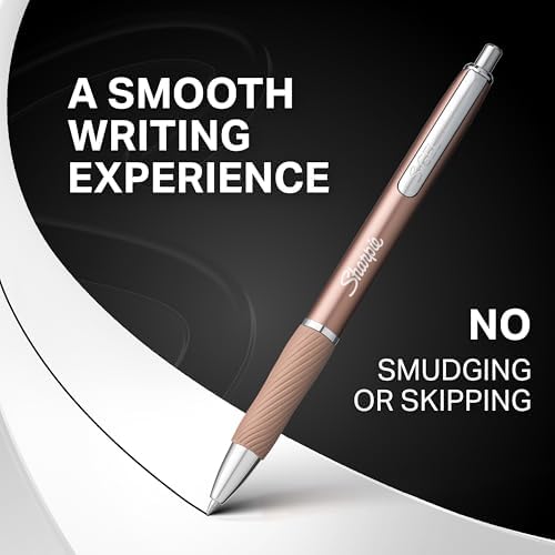Sharpie S-Gel, Gel Ink Pens, Medium Point (0.7mm), Sleek Metal Barrel, Champagne, Black Ink, 4 Count - Drawing, Journaling, Writing, School