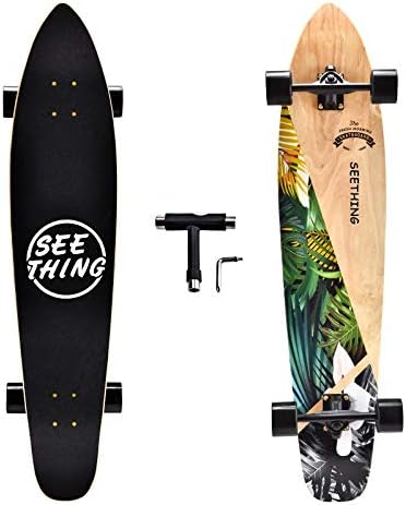seething 42 Inch Longboard Skateboard Complete Cruiser Pintail, The Original Artisan Maple Skateboard Cruiser Pintail for Cruising, Carving