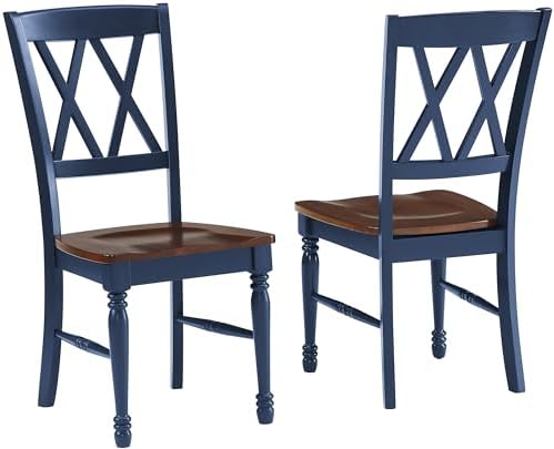 Crosley Furniture Shelby Traditional Wood X-Back Dining Room Chairs Set of 2, Kitchen Chair, Distressed White