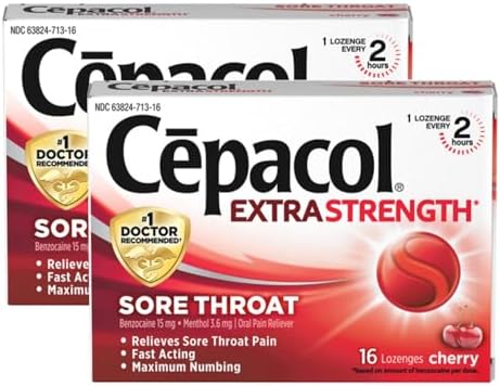Cepacol Extra Strength Sore Throat & Cough Relief Lozenges, 16 Count, Mixed Berry Flavor, Maximum Numbing, Fast Acting Relieves Sore Throat Pain, and Quiets Cough (Pack of 4)