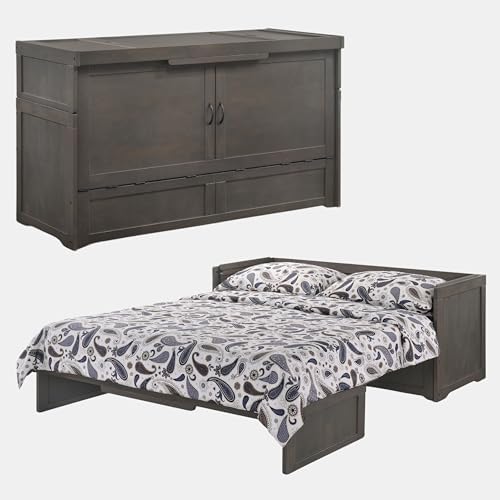 NIGHT & DAY Furniture Murphy Cube Cabinet Bed Pre-Assembled (Cherry, Queen) | Pre-Assembled