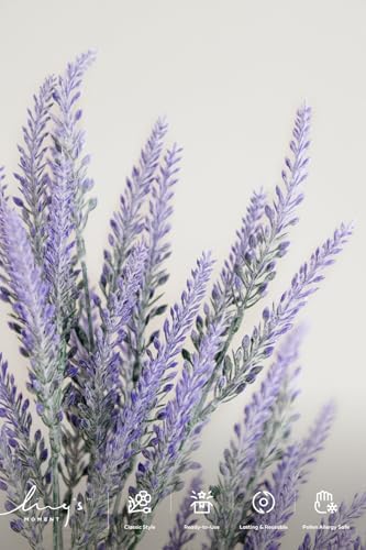 Ling's moment Artificial Purple Lavender, 4 Bushes Fake Lilac Flower
