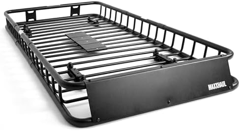 MaxxHaul Steel Roof Rack Cargo Basket, 46" x 36" x 4.5" Roof Top Carrier, Universal Fit for Cars, SUVs, Vans, and RVs, 150 lb Capacity, Weather-Resistant Easy-Install Cargo Storage (70115)