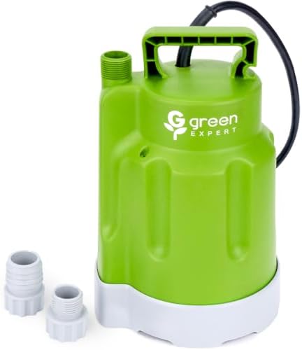 Green Expert 1/4HP Submersible Sump Pump, High Flow 1800GPH, 28FT Max Head, Portable Utility Water Pump for Basement Flooding, Emergency Water Removal