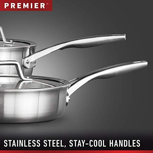 Calphalon 3-Ply Stainless Steel Cookware Set 13 Piece Includes Frying Pans, Pots and Pans Set, Induction, Metal Utensil Safe, Oven Safe 500F
