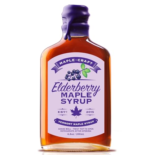 Maple Craft Foods Salted Caramel Maple Syrup – Organic Vermont Maple Syrup with Natural Caramel Flavor & Salt, Gourmet Flavored Syrup for Pancakes, Coffee, Baking and Desserts, 6.8 oz