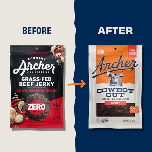 Archer Jerky Cowboy Cut Beef Jerky, Old Fashioned, Zero Sugar- 2 Oz, 6 Pack