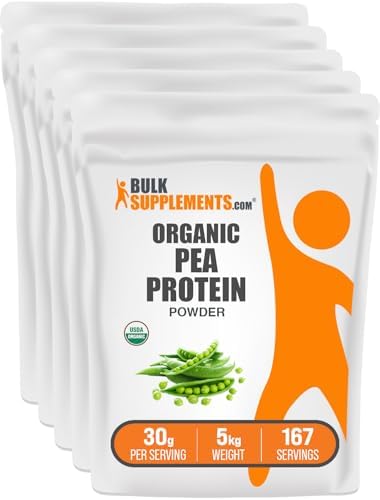 BulkSupplements.com Organic Pea Protein Powder - Plant Based & Vegan Protein Powder - Unflavored & Gluten Free, 30g per Serving, 1kg (2.2 lbs) (Pack of 1)