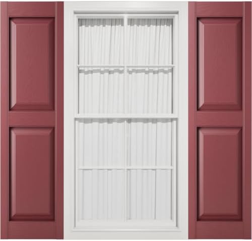 Mid America 00021247002 Standard Size Williamsburg Double Panel Vinyl Shutters, w/Installation Shutter-Lok's & Matching Screws (Per Pair), 002, 12"W x 47"H, Black