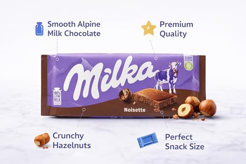 Milka Noisette Milk Chocolate 90g (Pack of 10)