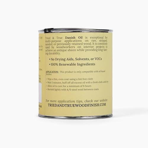 Tried & True Danish Oil, Pure Polymerized Linseed Oil Wood Finish, Pint | Ideal for Furniture, Rustic Pieces, & Priming Wood for Other Oil or Epoxy-Based Products, Food Safe, Simple, Fast Curing