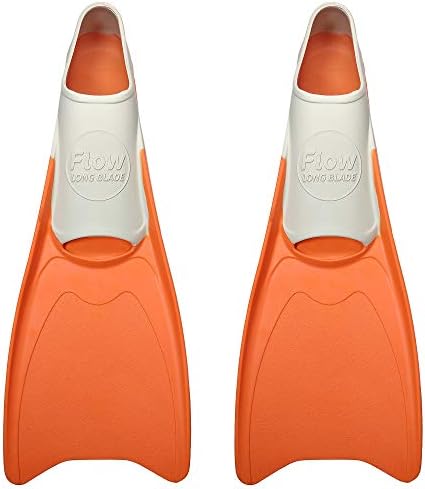 Flow Premium Rubber Long Fins for Swim and Lap Training - Youth Sizes for Kids, Young Men, and Women