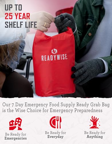 ReadyWise 7 Day Emergency Food Supply – 60 Servings Grab Bag, Camping Essentials, Freeze Dried Survival Food Kit & Dehydrated Meals