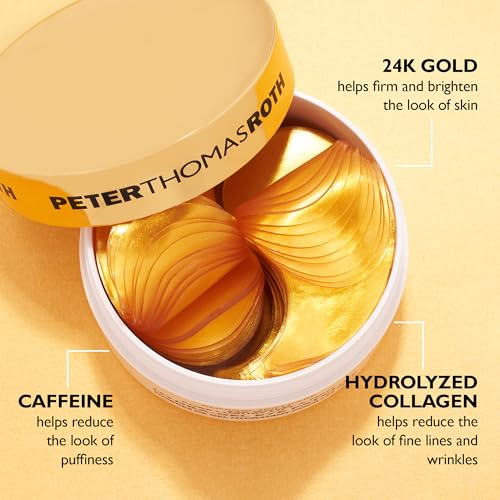 Peter Thomas Roth | 24K Gold Firming Hydra-Gel Eye Patches | Gold-Infused Eye Mask Patches for Fine Lines, Crow's Feet and Dark Circles