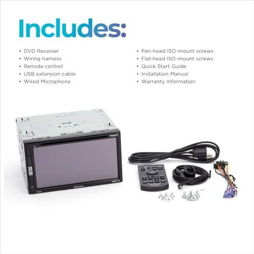 Pioneer AVH-521EX 6.8" Resistive Touchscreen Double Din Car Stereo | DVD Multimedia Receiver, Bluetooth, Backup Camera, SiriusXM, USB, FLAC Playback