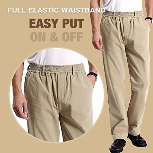 IDEALSANXUN Mens Casual Elastic Waist Twill Pants