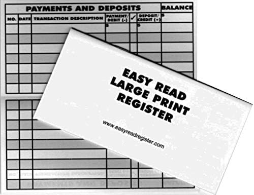 5 Large Print Low Vision Checkbook Transaction Registers Check Ledgers White