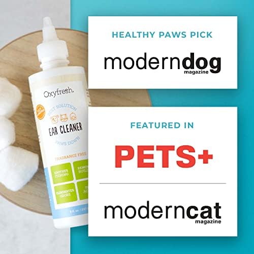 Oxyfresh Advanced Ear Cleanser for Dogs & Cats – Fast Acting Pet Ear Wash | Gentle Ear Cleanser for Dogs Works Great for Routine Dog Ear Wash and