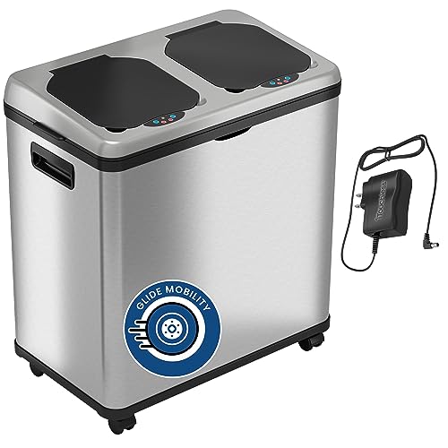 iTouchless 13 Gallon Touchless Sensor Garbage Can, Stainless Steel, Round Sensor Automatic Trash Can for Kitchen and Office