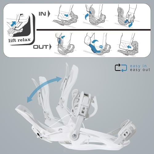 XCMAN Rear Step in Style Snowboard Bindings Lightweight Rear Entry All-Mountain Bindings for Men Women Easy in and Out