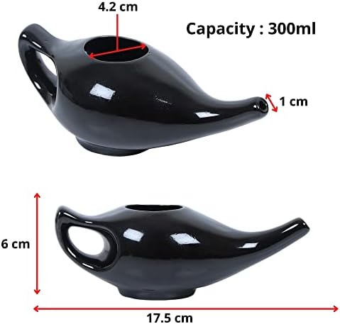 Leak Proof Durable Porcelain Ceramic Neti Pot Hold 230 Ml Water Comfortable Grip | Microwave and Dishwasher safe eco Friendly Natural Treatment for
