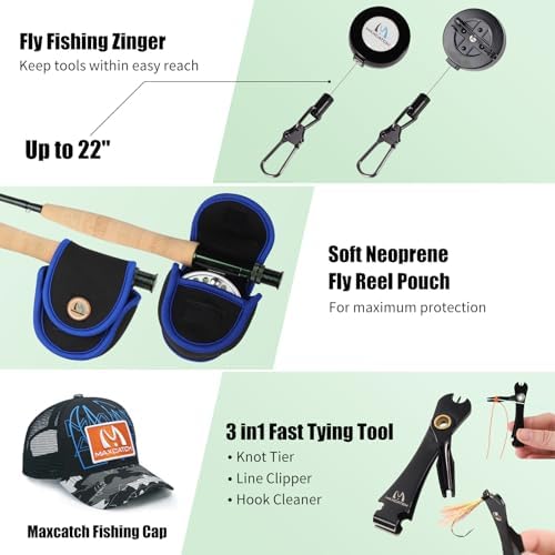 M MAXIMUMCATCH Maxcatch Extreme Fly Fishing Combo Kit 3/5/6/8 Weight, Starter Fly Rod and Reel Outfit, with a Protective Travel Case