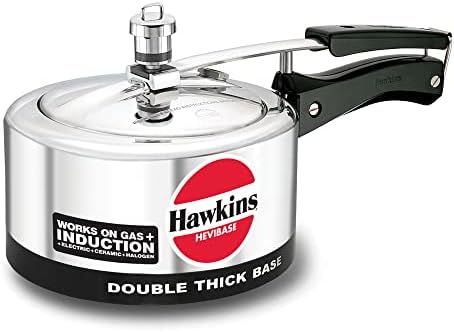 Hawkins Aluminium 5 Litre Hevibase Pressure Cooker, Induction Inner Lid Cooker, Silver (Ih50)