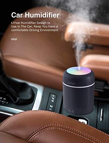 LtYioe Colorful Cool Mini Humidifier, USB Personal Desktop Humidifier for Car, Office Room, Bedroom, etc. Auto Shut-Off, 2 Mist Modes