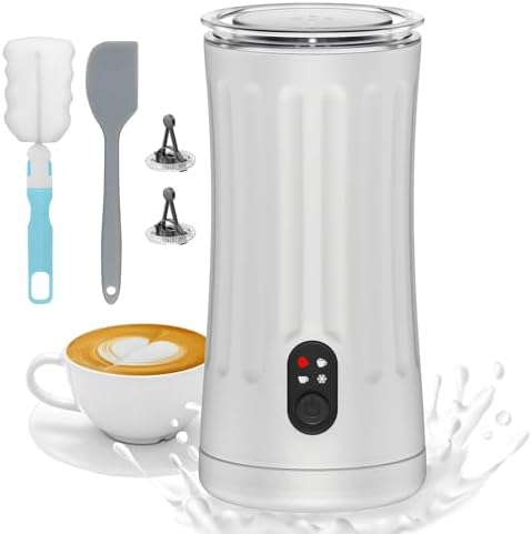 Milk Frother, 4-in-1 Milk Steamer and Frother, 8.1oz, White | Milk Warm and Cold Foam Maker, Auto Shut-Off Frother for Coffee, Latte, Cappuccino, Macchiato