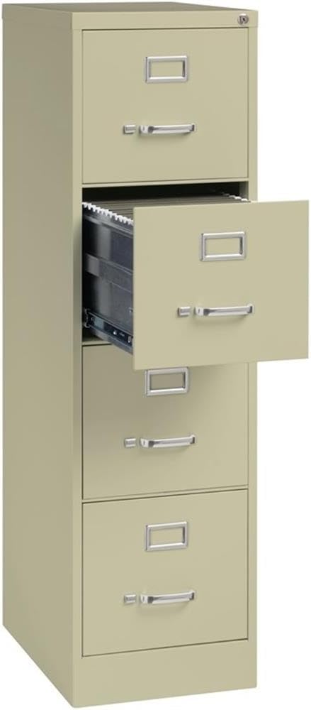 Scranton & Co 22" 4-Drawer Metal Letter Width Vertical Filing Cabinet in Beige, Lockable, Sturdy Steel Construction, Office or Home Use, Durable Letter Size File Storage