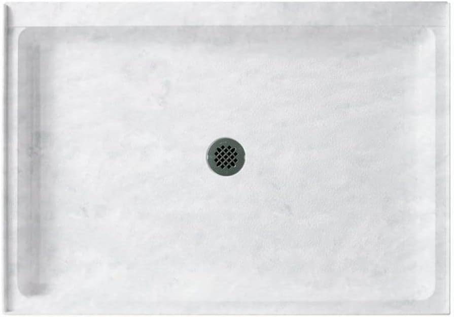 Swan SF03454MD.130 54-in L x 34-in W x 5.5-in H Solid Surface Shower Base, Ice