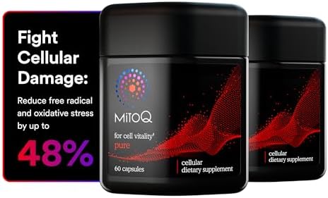 MitoQ Pure Advanced Mitochondria Supplement - Superior Bioavailability to CoQ10 - Patented Vitality Supplement for Sustained Energy, Heart Health, Metabolic Support, and Healthy Aging (60 Capsules)