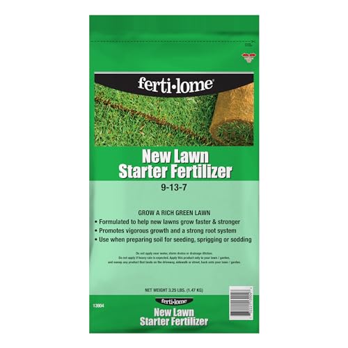 Fertilome (10906) New Lawn Starter Fertilizer 9-13-7, 20 lbs | 9-13-7 seed & sod starter - Develops roots before rapid growth, safe for new lawns - Lawn starters