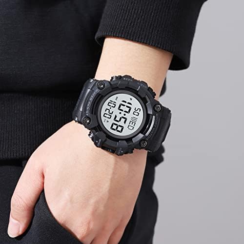 FANMIS Men's Digital 50M Waterproof Electronic Sport Watch Rubber Band Army Military 24H Time LED Light 164FT Water Resistant Calendar Date Day Watches