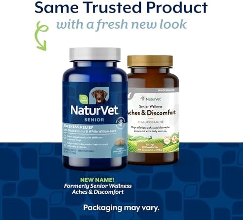 NaturVet Soreness Relief Senior Supplements for Dogs, Hickory Smoked Bacon Flavor, 60 Chewable Tablets